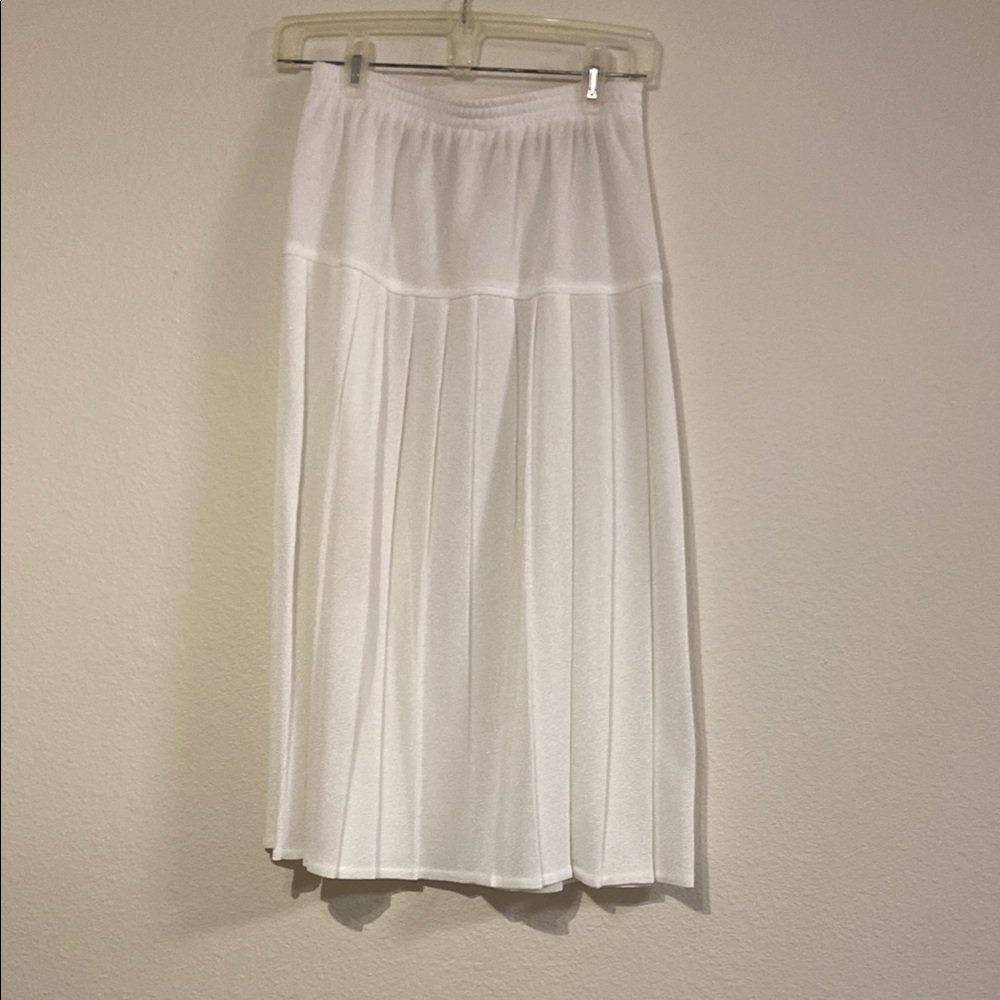 Vintage Casual Elegant White Pleated Skirt